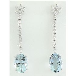 12.09 CTW Aquamarine 14K White Gold Diamond Earrings