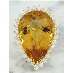 18.85 CTW Citrine 18K Yellow Gold Diamond Ring