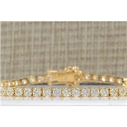 6.65CTW Natural Diamond Bracelet In 14K Solid Yellow Gold