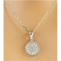 0.22 CTW Diamond 18K White Gold Medallion Pendant Necklace