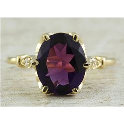 3.41 CTW Amethyst 18K Yellow Gold Diamond Ring