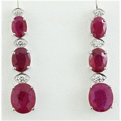 8.40 CTW Ruby 14K White Gold Diamond Errings