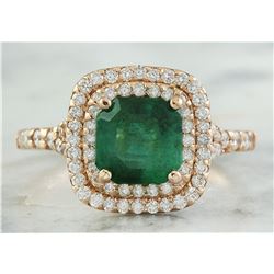 2.25 CTW Emerald 18K Rose Gold Diamond Ring