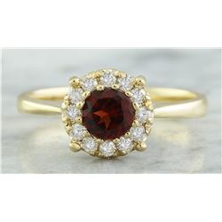 0.72 CTW Garnet 14K Yellow Gold Diamond Ring