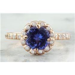 1.44 CTW Tanzanite 18K Rose Gold Diamond Ring