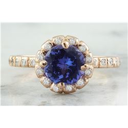 1.44 CTW Tanzanite 18K Rose Gold Diamond Ring