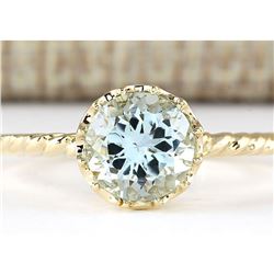 1.50 CTW Natural Aquamarine Ring In 14k Yellow Gold