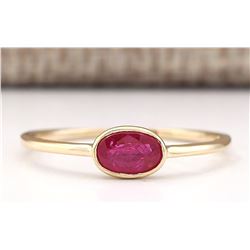 0.60 CTW Natural Ruby Ring In 18K Yellow Gold