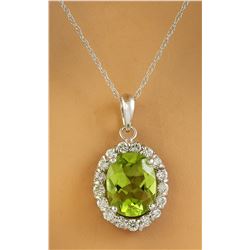 2.00 CTW Peridot 18K White Gold Diamond Necklace