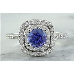 1.30 CTW Tanzanite 14K White Gold Diamond Ring