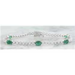 4.03 CTW Emerald 14K White Gold Diamond Bracelet