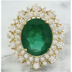 5.93 CTW Emerald 18K Yellow Gold Diamond Ring