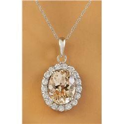 2.00 CTW Morganite 18K White Gold Diamond Necklace