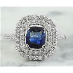 2.23 CTW Sapphire 18K White Gold Diamond Ring