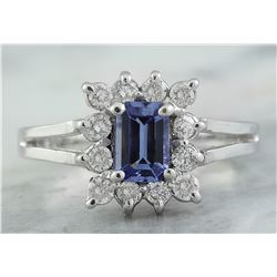 0.98 CTW Tanzanite 14K White Gold Diamond Ring