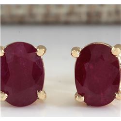 1.80 CTW Natural Red Ruby Earrings 18K Solid Yellow Gold