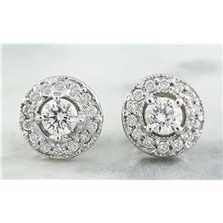 0.60 CTW 18K White Gold Diamond Earrings