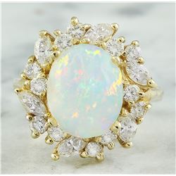 4.95 CTW Opal 18K Yellow Gold Diamond Ring