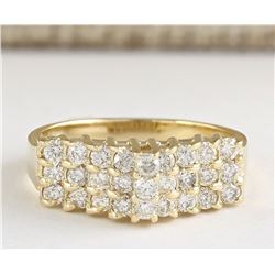 0.75 CTW Natural Diamond Ring 18K Solid Yellow Gold