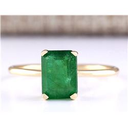 1.40 CTW Natural Emerald Ring In 18K Yellow Gold