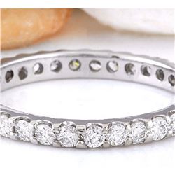 1.00 CTW Natural Diamond 18K Solid White Gold Ring