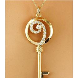 0.35 CTW Natural Diamond 18K Solid Yellow Gold Pendant Necklace