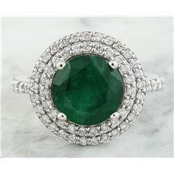 4.47 CTW Emerald 14K white Gold Diamond Ring
