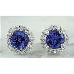 2.40 CTW Tanzanite 18K White Gold Diamond Earrings