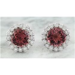 3.65 CTW Tourmaline 14K White Gold Diamond Earrings