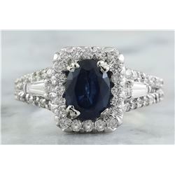 3.10 CTW Sapphire 14K White Gold Diamond ring