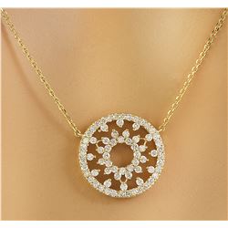 1.00 CTW Diamond 18K Yellow Gold Medallion Pendant Necklace