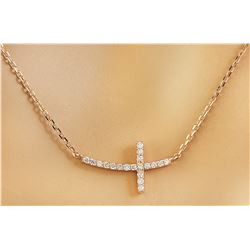 0.15 CTW Diamond 18K Rose Gold Cross Bar Necklace