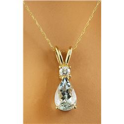 1.60 CTW Aquamarine 18K Yellow Gold Diamond Necklace