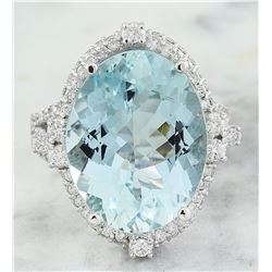 11.45 CTW Aquamarine 14K white Gold Diamond ring