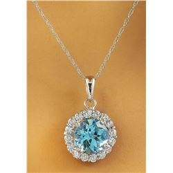 1.82 CTW Topaz 14K White Gold Diamond Necklace