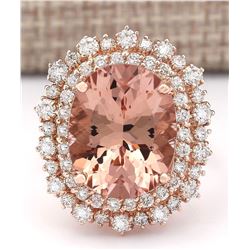 11.24 CTW Natural Morganite And Diamond Ring In 18K Rose Gold