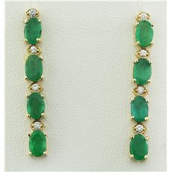 4.68 CTW Emerald 14K Yellow Gold Diamond Earrings