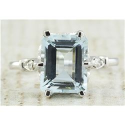 2.60 CTW Aquamarine 18K White Gold Diamond Ring