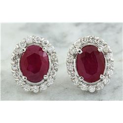 3.60 CTW Ruby 18K White Gold Diamond Earrings