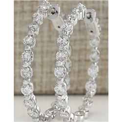 3.64 CTW Natural Diamond Hoop Earrings 18K Solid White Gold