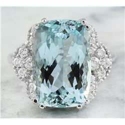 8.50 CTW Aquamarine 14K White Gold Diamond Ring