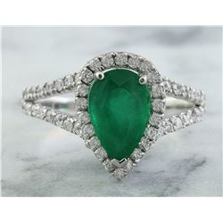 2.65 CTW Emerald 18K White Gold Diamond Ring