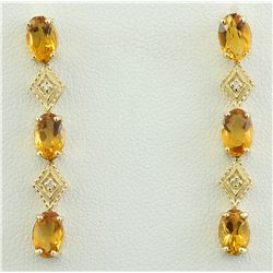 2.65 CTW Citrine 14K Yellow Gold Diamond Earrings