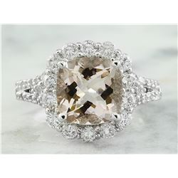 3.70 CTW Morganite 14K White Gold Diamond Gold