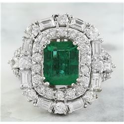 5.12 CTW Emerald 14K White Gold Diamond Ring