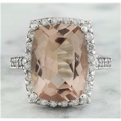 7.10 CTW Morganite 14K White Gold Diamond Ring