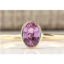 0.70 CTW Natural Pink Sapphire And Diamond Ring In 18K Yellow Gold