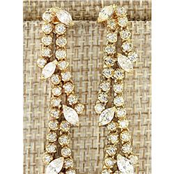 4.00 CTW Natural Diamond Earrings 18K Solid Yellow Gold