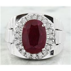 7.70 CTW Ruby 18K White Gold Diamond Ring