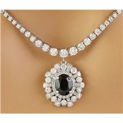 8.60 CTW Sapphire 18K White Gold Diamond Necklace